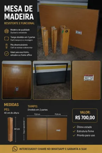 Vendo uma mesa de Reunião madeira macissa R$700,00