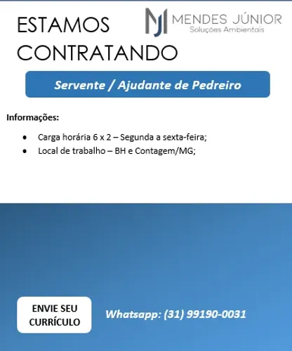 Ajudante de obra - Região de Contagem e Barreiro