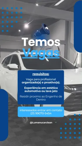 Emprego em estética automotiva para pessoas com experiência na área