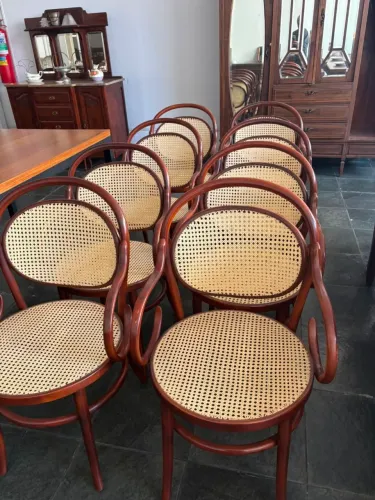 Conjunto de 8 cadeiras Panamá Thonart com palhinha natural legítimas com selo