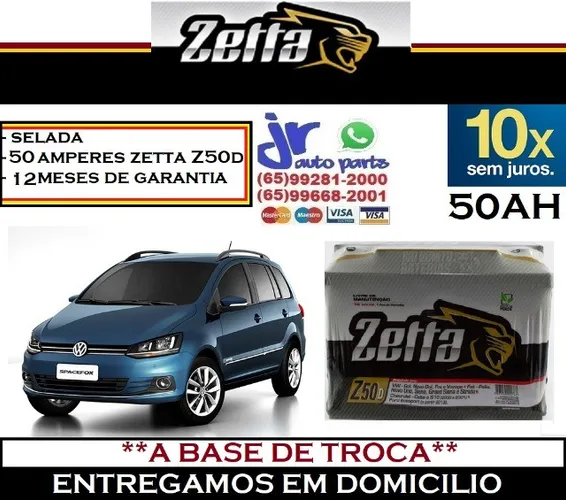 Bateria Automotiva Spacefox 50AH Zetta 12v 