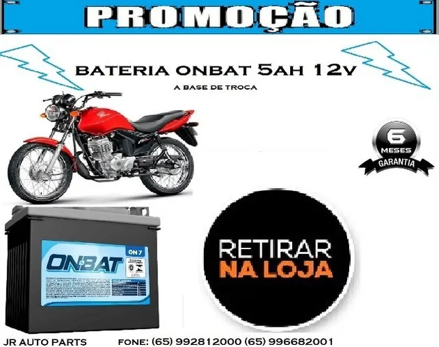 Bateria onbat 5ah Honda Fan 125i 2009 2010 2011 2012 2013  