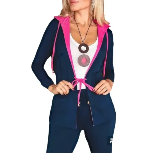 Conjunto feminino moletinho calça + parka com capuz moda tendência
