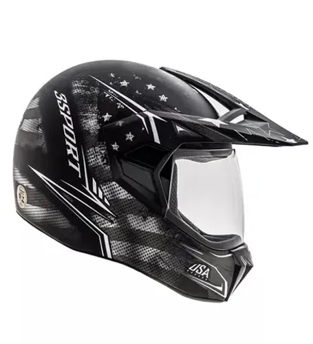 Capacete Bieffe 3 Sport Flag Preto/Prata (Entrega Grátis*)