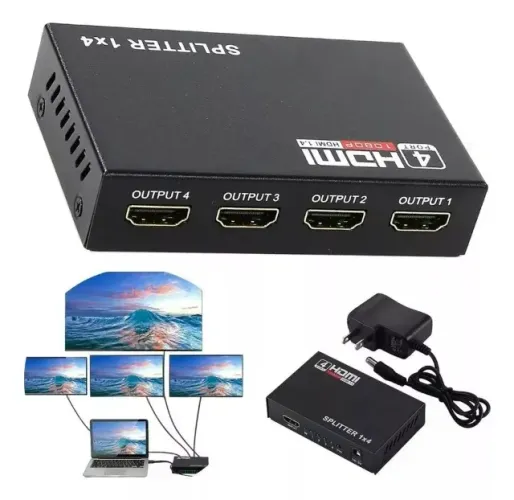 Splitter Distribuidor Hdmi 1x4 Divisor Full Hd 1.4 3d 1080p