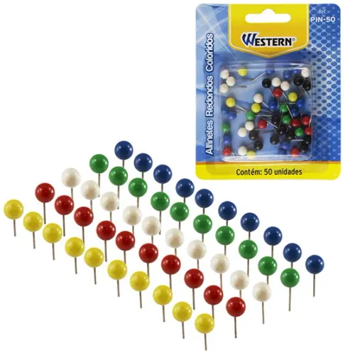Alfineites Redondo Tachinha Color Com 50 Peças Pin-50
