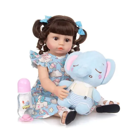 Boneca Bebê Reborn 55cm elefantinho/100%silicone/Original Keiumi NOVA+Acessórios/Pode bano