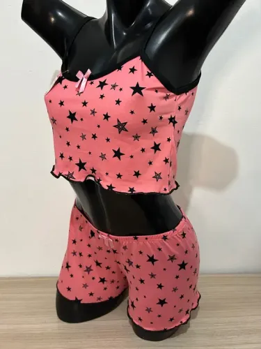 Conjunto pijama baby doll feminino