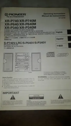 Manual Pioneer  XR-P740/640/340/    XR-P740M/64M/340M