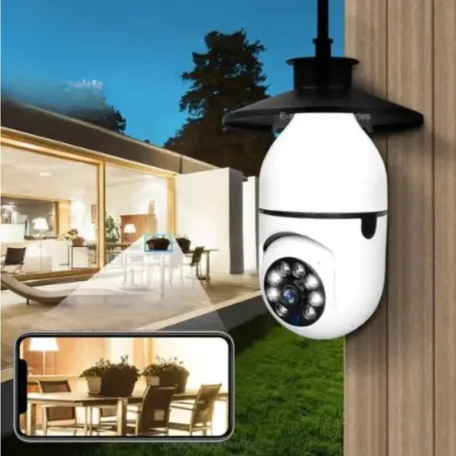 Camera Lampada Giratória 360º Visão Noturna Possui Audio