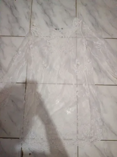 Saída de praia vestido renda branca