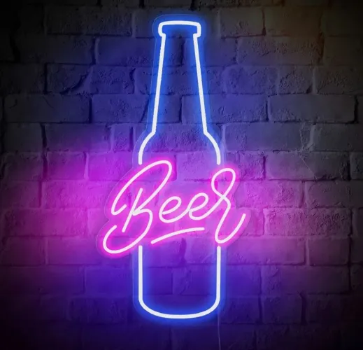 Painel Luminoso Beer Neon Led Cerveja Copo - Iluminação para Bar e Pub
