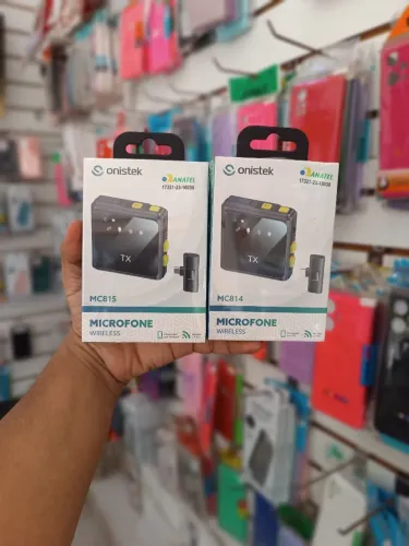 Microfone lapela sem fio Onistek iphone e tipo C - Entrega em São Luís e região<br>