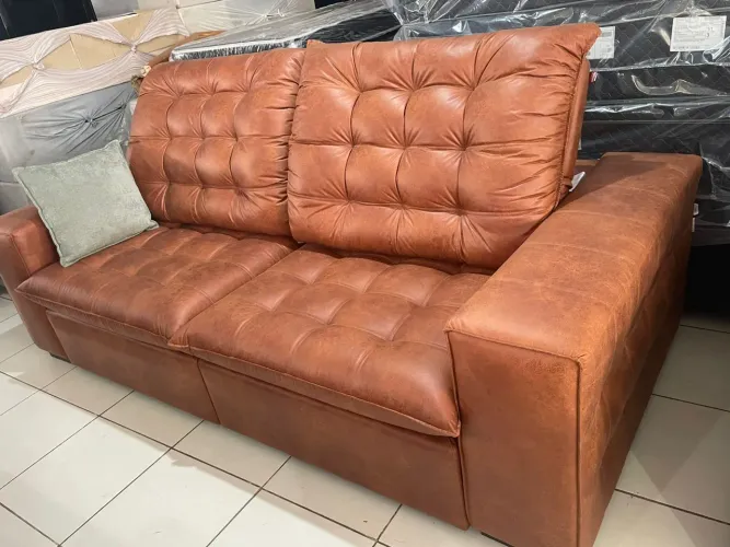 Sofa retratil e reclinável 2.50 mt molas ensacadas em courino