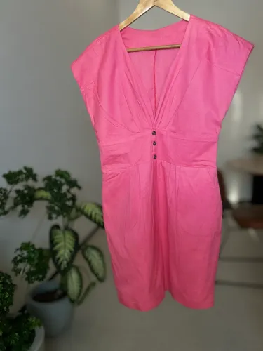 Vestido Rosa M em Algodão Fresquinho