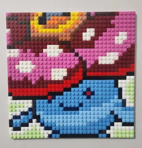  Quadro Decorativo em Pixel Art Vileplume Pokémon Blocos de Construção Gamer Geek
