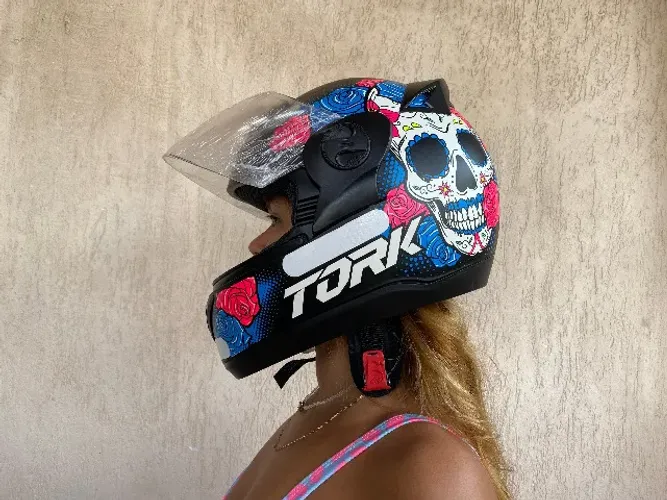 Capacete Evolution G7 Mexican Skull Preto Fosco Pro Tork