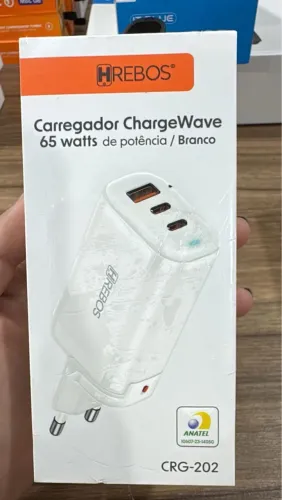 Fonte Carregador Hrebos ChargeWave 65W - Branco