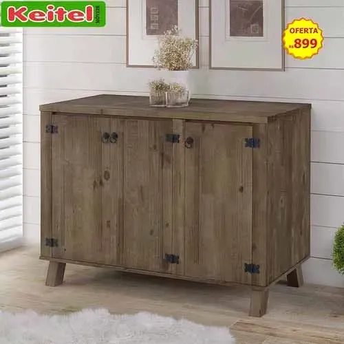 Balcão de Tampo 120 Com 3 Portas Rústica Madeira cor Imbuia