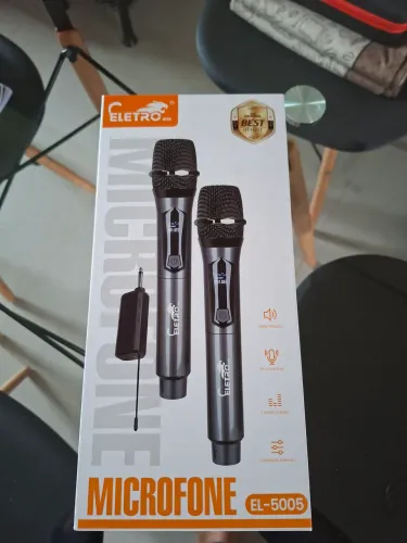 MICROFONE SEM FIO DUPLO RECARREGÁVEL