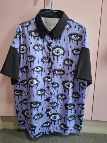 Camisa Oversized Alternativa Estampa de Olhos da Romwe Shein