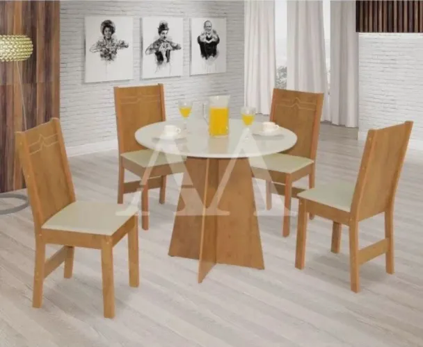 Mesa de Jantar Redonda com 4 Cadeiras