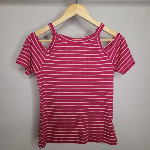 Blusa feminina listrada pink - Tamanho GG