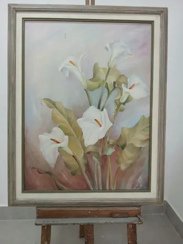 Quadro de flores em óleo sobre tela 80 cm x 60 cm