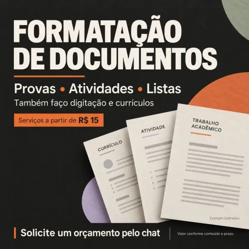 Formatação de documentos em Word e PDF | Digitação e currículos