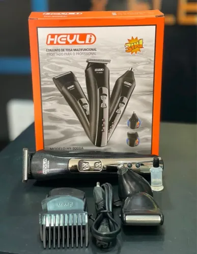 Máquina De Cortar Cabelo E Barba 4 Pentes Heyli