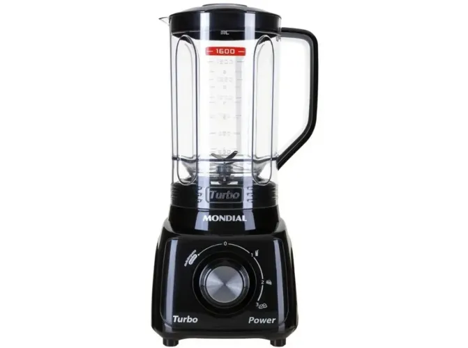 Liquidificador Mondial Turbo Power L-99 FB Preto com Filtro 3 Velocidades 550W<br>Cor Preto
