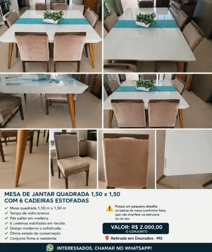 Mesa de jantar quadrada
