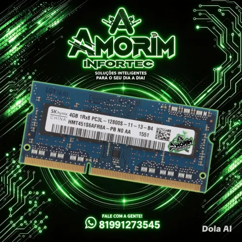 MEMÓRIA PC3L 4GB DDR3 1600 MHz - NOTEBOOK.