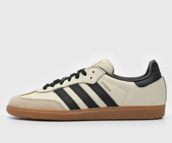 Samba OG off white e preto, em couro