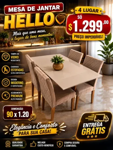 Mesas de jantar com quatro cadeiras