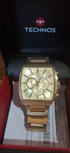 Relógio Masculino Technos Legacy Cronógrafo (Caixa Quadrada) - Dourado/Escovado