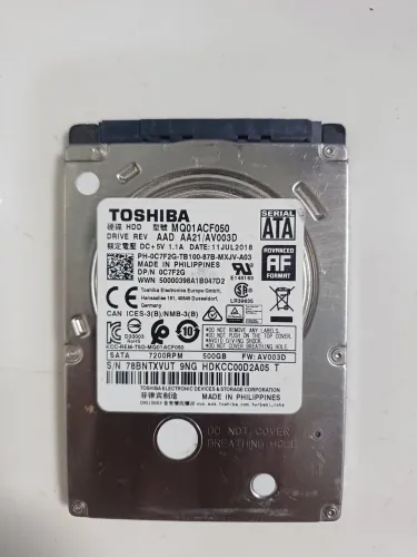 Hd 500gb ultra slim notebook Toshiba 