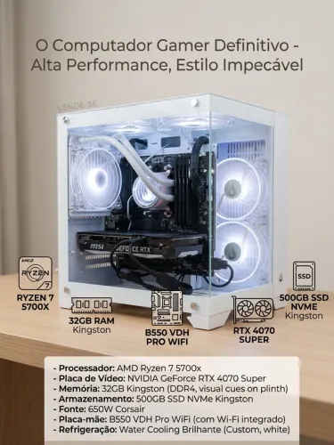 COMPUTADOR GAMER RYZEN 7 5700X, 4070 SUPER