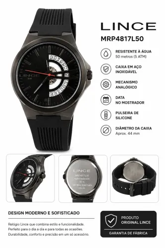 Relógio Lince MRP4817L50 Masculino - Preto | Pouquíssimo Uso