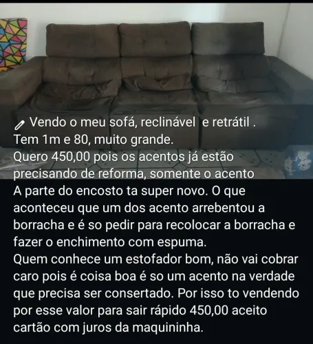 Vendo sofa retrátil e reclinável