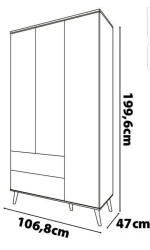 Vendo guarda-roupa bartira infantil com 3 portas e 2 gavetas