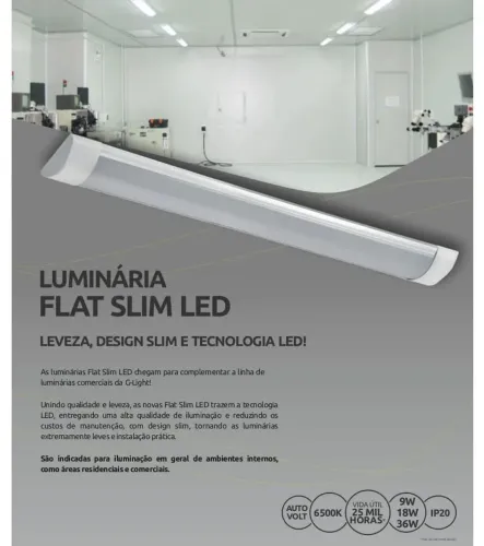 Luminária LED Slim 60cm 20W PVC 6500K