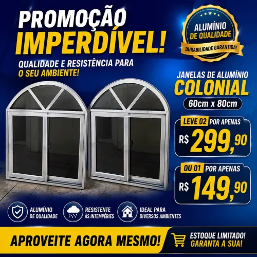 Janela Colonial 60x80 com vidros Fumê