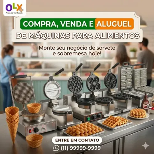 Máquinas Industriais de Alimentação - Diversos Modelos (Crepe, Waffle, Calzone, Pizza e Ca