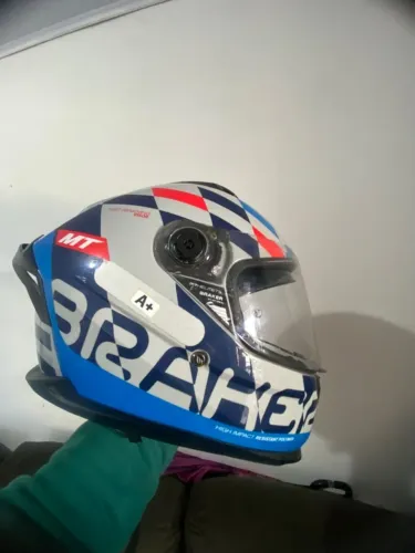 Capacete Mt Braker Foster C7 Azul Com Oculos Interno Fume