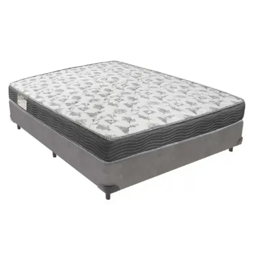 Base Casal Corino Cinza + Colchão Casal D33 Ortopédico