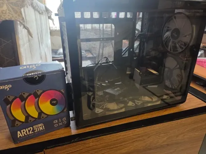 Gabinete PC gamer aquário + kit 5 fans + controladora