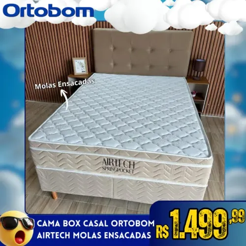 Cama Box Casal Molas Ensacadas Airtech Ortobom Mega Oferta dos Sonhos