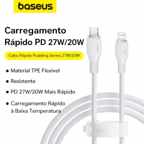 Cabo USB Baseus 2M Tipo C 20W iPhone 8 até 14 PRO I iPad I Macbook I Carregamento rápido