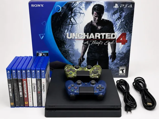 PS4 500gb  pouco usado edição-UNCHARTED 4